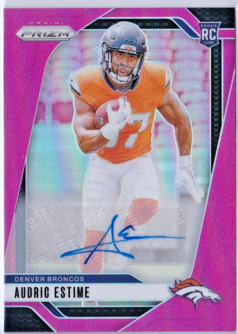 2024 Panini Prizm - Rookies Audric Estime #306 Pink Prizm Autographs (AU, RC)