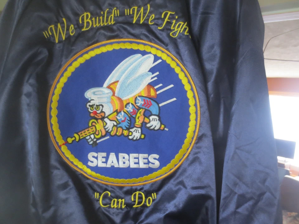 Abrigo Chaqueta Forrada Vintage Azul Marino Seebees Satinado XL Azul Impermeable Rompevientos Foto 2 de 4