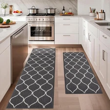 2PCS 23.6x47 Inch 23.6x71.2 Inch Kitchen Rug Mat Set, Soft Absorbent Runner R...