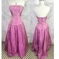 Vtg Jessica McClintock Gunne Sax Prom Tulle Dress 9 Pink Fairy Princess Corset