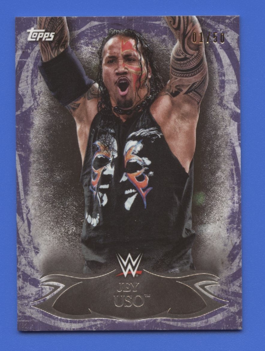 2015 Topps WWE Undisputed Jey Uso Purple SP #01/50 Tag Team Champion #21
