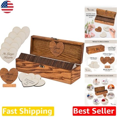 Rustic Wedding Reception Guest Book - Ash Wood, 98 Hearts, Custom Signs