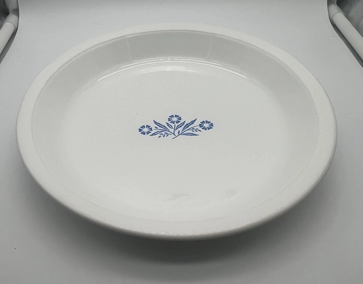 Pyrex Corning Ware Blue Cornflower 9" Vintage Pie Plate P-309 White Dish