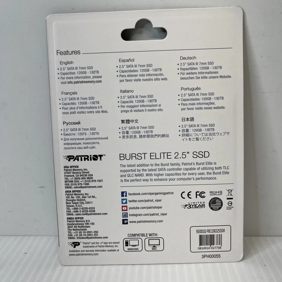 Patriot Burst Elite 2.5" 120GB SATA III Internal Solid State Drive (SSD) PBE120G - Image 2 of 2