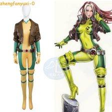 X-MEN Rogue Anna Marie Halloween Jumpsuit Cosplay Costume Bodysuit Coat Outfits