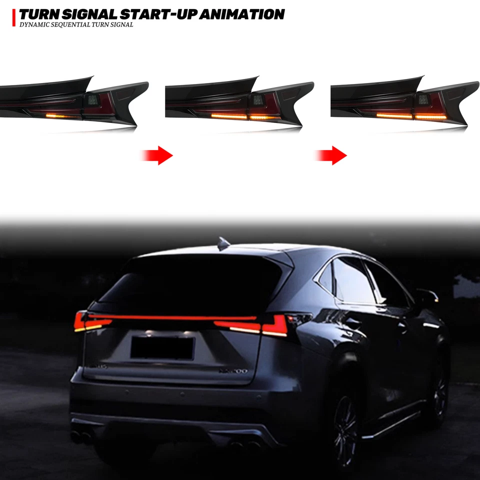 Lanternas traseiras de LED pretas lâmpada de porta-malas para Lexus NX300 NX300h NX200t 2015-2021 F Sport - Imagem 4 de 4