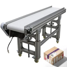 Food Grade PU Belt Flat Conveyor Industrial Transport Equipment 59"x11.8" 110V