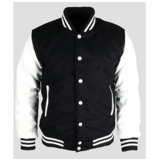 Varsity/Baseball  Mens  jacket High quality wool real cowhide leather sleeves