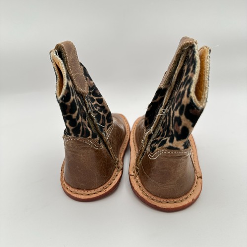 Roper Cowbabies Boots Baby Toddler Size 2 Brown Cheetah Leather Western Cowgirl - Picture 6 of 10