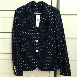 white polka dot jacket