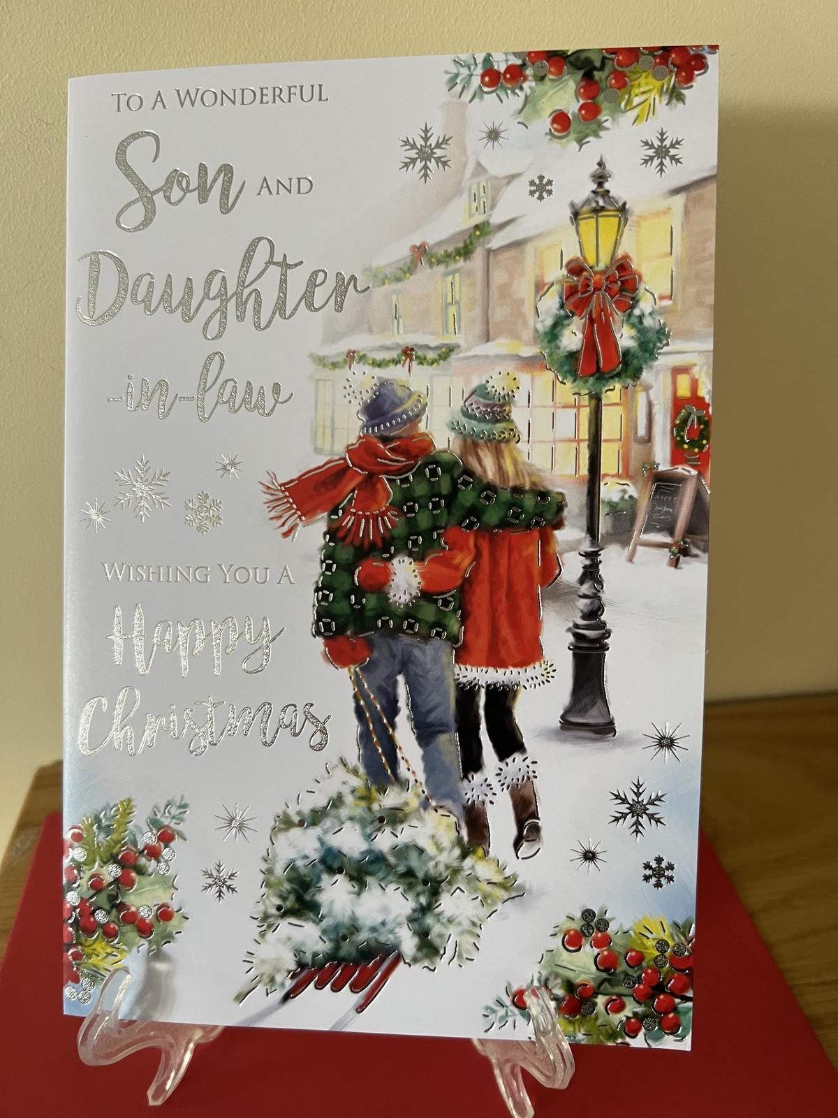 Christmas Card For Son & Daughter-In-Law - Foil Finish 6"" x 9""