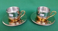 SET VINTAGE 2 TAZZINE TERMICHE CON PIATTINI DA CAFFE' INOXRIV INOX 18/10. N° 55K