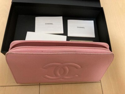 Chanel Pink CoCo Mark Long Wallet with Round Zipper, Made in