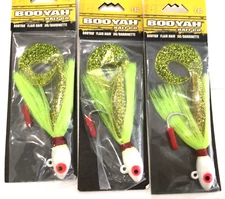 ~ 3 BooYah 1oz flair hair jig white chartreuse saltwater BYFJ10617