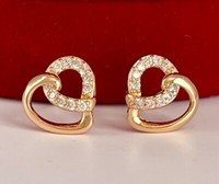Luxus Herz Ohrringe Ohrstecker Zirkonia Kristalle 750Er Gold 18K Vergoldet Damen
