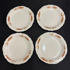 Lot/4 - 5 1/2”Plates Homer Laughlin Best China Brown Leaves Restaurant Ware USA