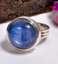 Natural Kyanite Gemstone Ring Blue Kyanite Stone 925 Sterling Silver Rings