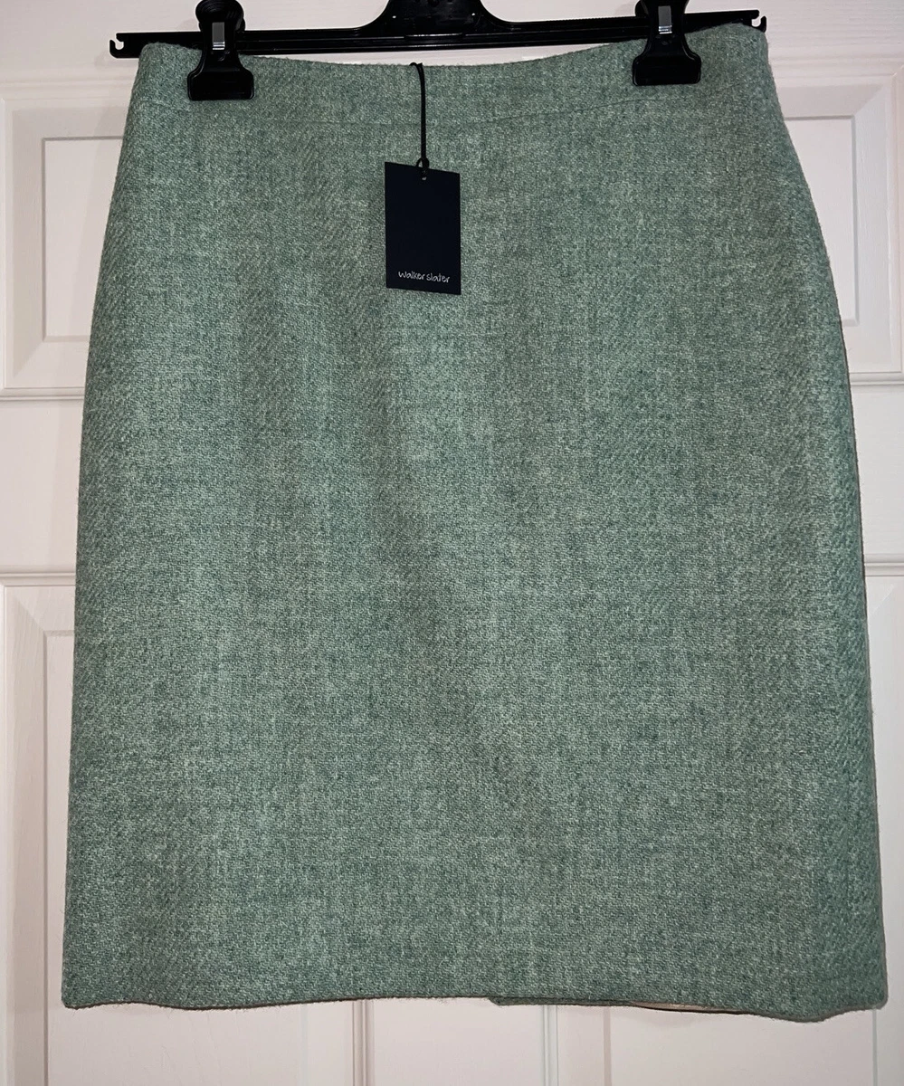 NWT Walker Slater SHEILA SKIRT Lime Plain Harris Tweed Size UK 12 eBay