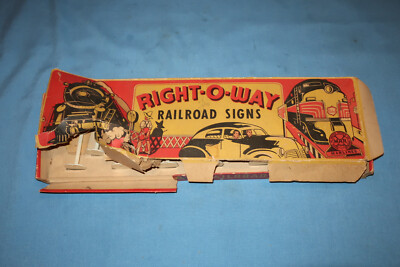 Marx  Right-O-Way Plastic Railroad Signs Set with Original Box