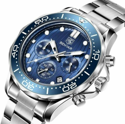 Benyar 5164 Mens Quartz Sports Chronograph Blue Dial