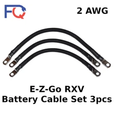 2 AWG E-Z-Go RXV 3 pcs Set Golf Cart Battery Cables Wiring 2 Gauge Made in USA