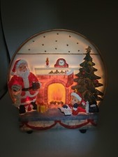 Holiday Style Santa by Fireplace Ceramic Musical Figure with box TESTED WORKS