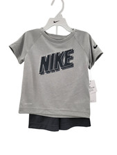 Nike Toddler Boys Dri-FIT 3D Graphic Tee Shorts 2-pc Set Black Grey Size 2T
