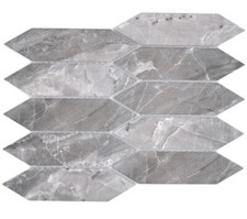 Azulejos de mosaico de cerámica hexagonales aspecto de piedra alargados gris oscuro | 10 esteras