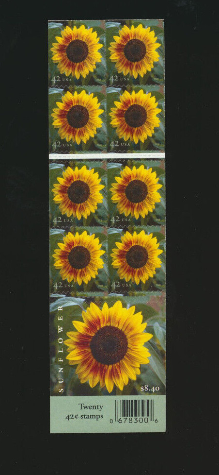 HTRページ im USA Sunflower Booklet Pane of 20 #4347 Mint NH Unfolded Pl # 1111