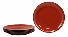 Contemporary Round 11.5"D Red Black Large Melamine Dinner Plate Set of 6 Plates