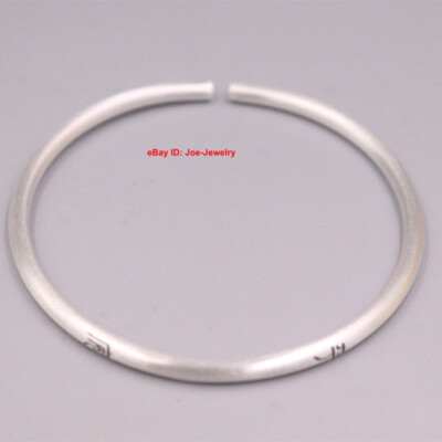 Solid 999 Fine Silver Open Bangle Round Women Cuff Fit Wrist Width  UK