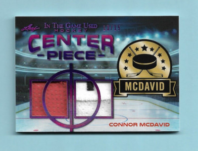 2020-21 Connor McDavid Leaf ITG Center Piece 3 Color Dual JERSEY Card! #13/15!