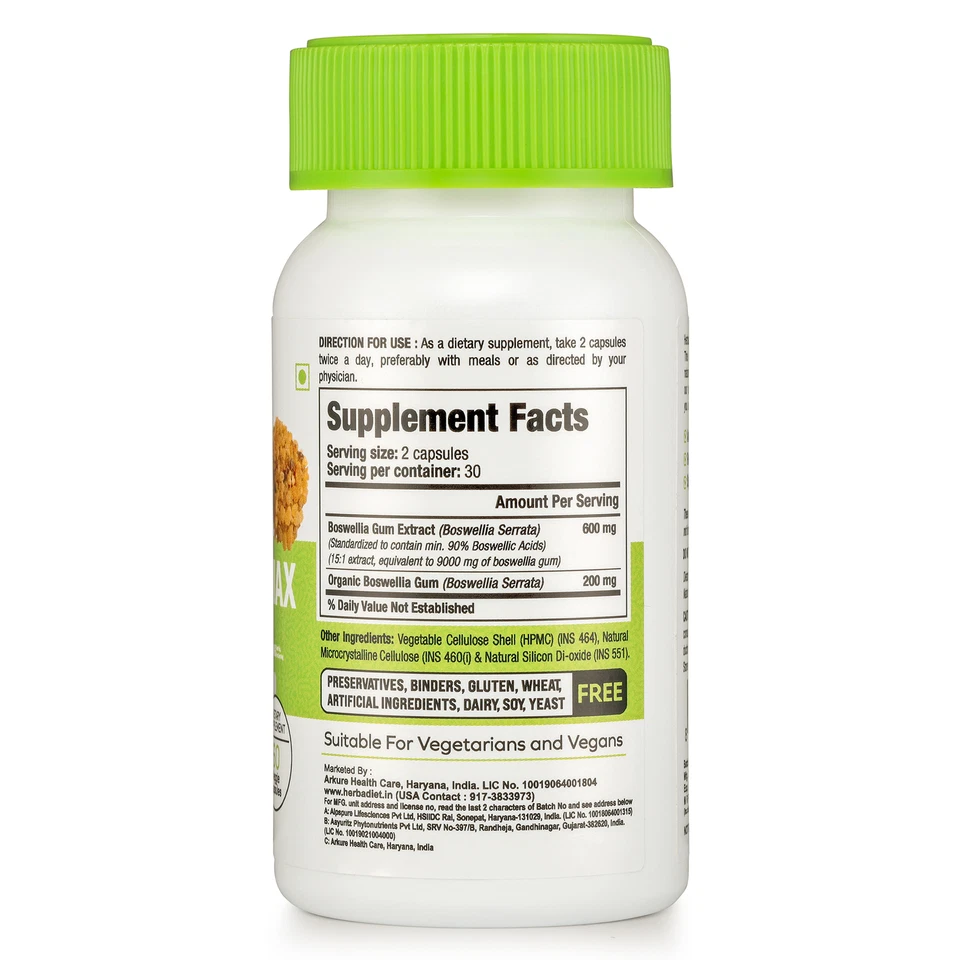 Boswellia Serrata Extract Capsules 90% STRONG (9000mg eq.) Joint Health Support - Image 2 of 4