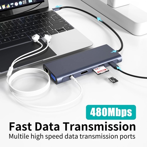 USB Type-C HUB 2/3/4/5/6/7/8/10/12/13 IN one 4K HDMI VGA RJ45 Ethernet SD TF OTG - Picture 64 of 65