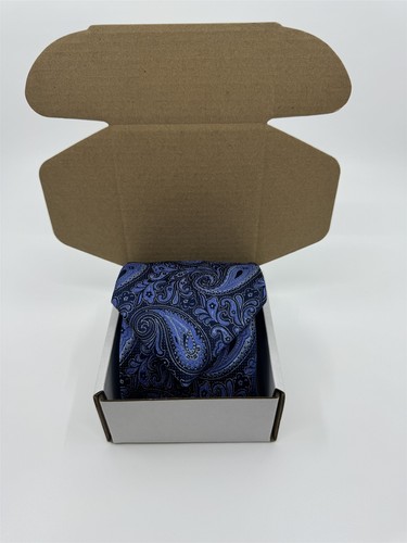 Black Brown 1826 Mens Blue Paisley Print Tie NWT 100% Silk - Picture 4 of 4