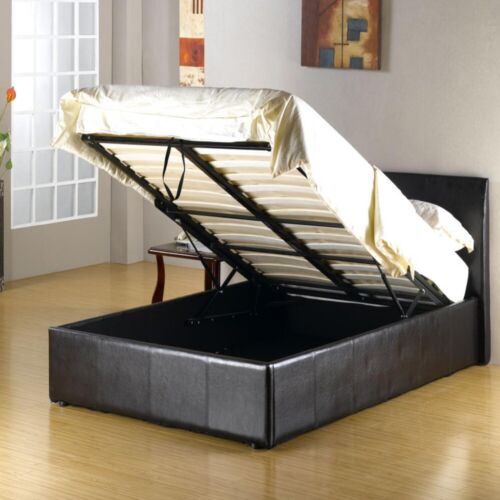 Fusion Storage PU Faux Leather Black King Size Bed