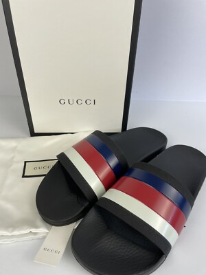 GUCCI 308234 Benassi Tricolor Shoes Sandals Slides Sz 10/US 10.5