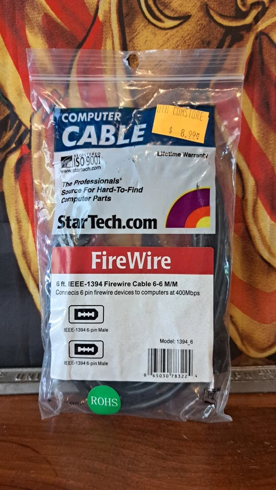 StarTech 6' Firewire Cable Black 6PIN 6PIN 6p 6ft FireWire 1394 6-Pin Male X2 - Image 4 of 4