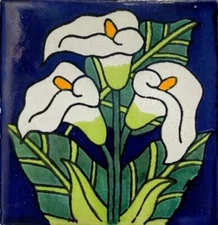 C#092) MEXICAN TILES CERAMIC HAND MADE SPANISH INFLUENCE TALAVERA MOSAIC ART