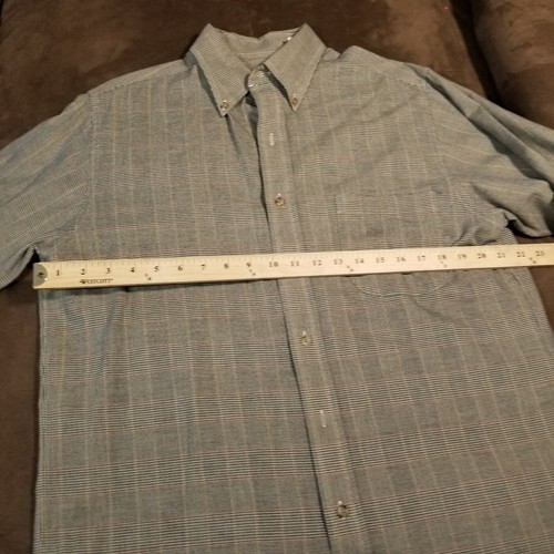 VIYELLA BUTTON DOWN SHIRT HOUNDS TOOTH PLAID COTTON WOOL BLEND MEDIUM - Picture 3 of 14