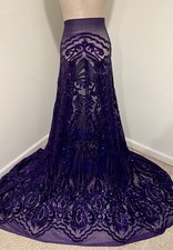 Purple 4way stretch sequin Lace fabric 50 Width Sold By The Yard