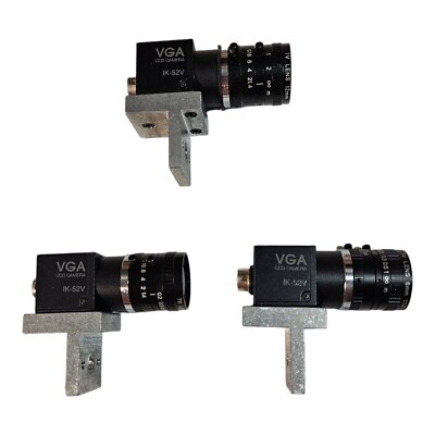 Lot 3x Toshiba IK-52V CCD Industrial Camera W/ Lenses & Mounts Computer Vision