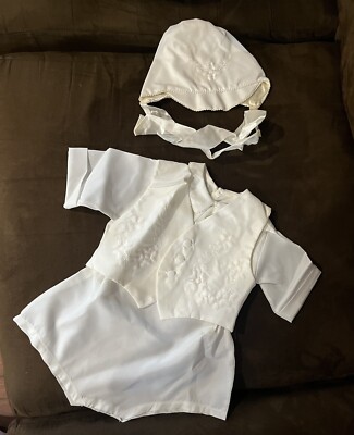 Vintage 50's Boys Christening Baptism Outfit No Tags W/cap
