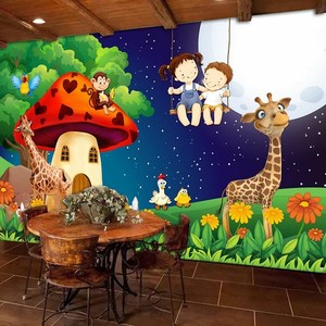 Wallpaper Kids Mural Background 3d Animal Forest Design Backdrop