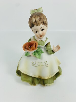 Vintage Geo Z. Lefton China Porcelain July Girl Figurine