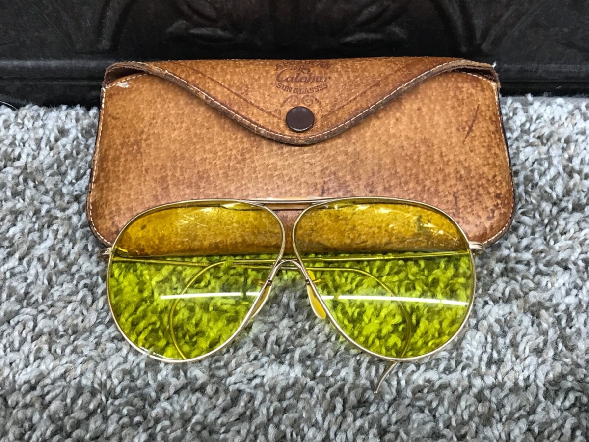 American Optics Calobar Gold Frame Yellow Lens Sunglasses | eBay display picture 2