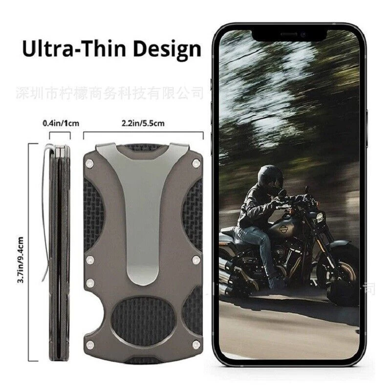 Tactical Wallet Carbon Fiber Money Clip RFID Blocking ID Credit Card Holder - Image 3 of 4