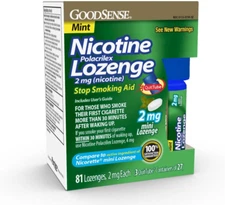 Mini Nicotine Polacrilex Lozenge, 2 Mg (Nicotine), Stop Smoking Aid, Mint Flavor
