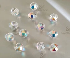 Vintage Swarovski 5004 8mm Geometric beads, Crystal AB (12pcs)