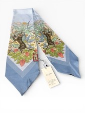 Gucci twilly scarf 100% Silk Tiger Blue Floral Pattern Scarf / choker / Necktie